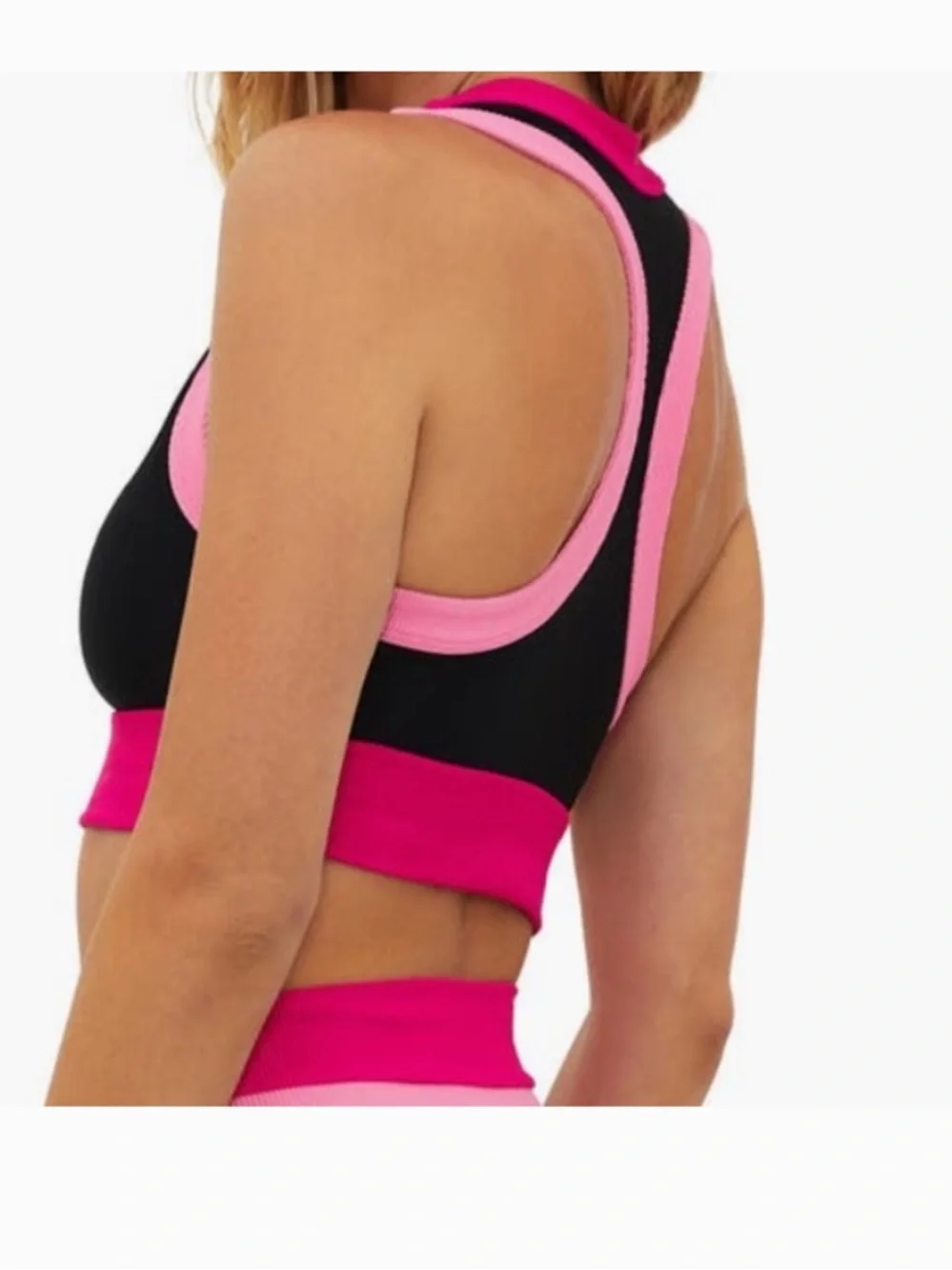 Beach Riot Gwen Colorblock Active Set Pink Black Size M Sports Bra Leggings